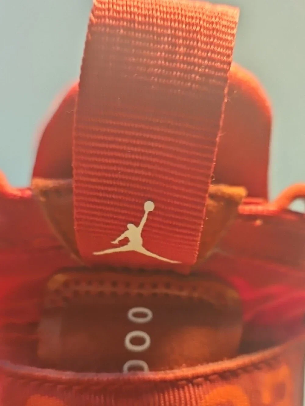 Jordan Red Strap High-Top Sneaker with White Sole Bin 12